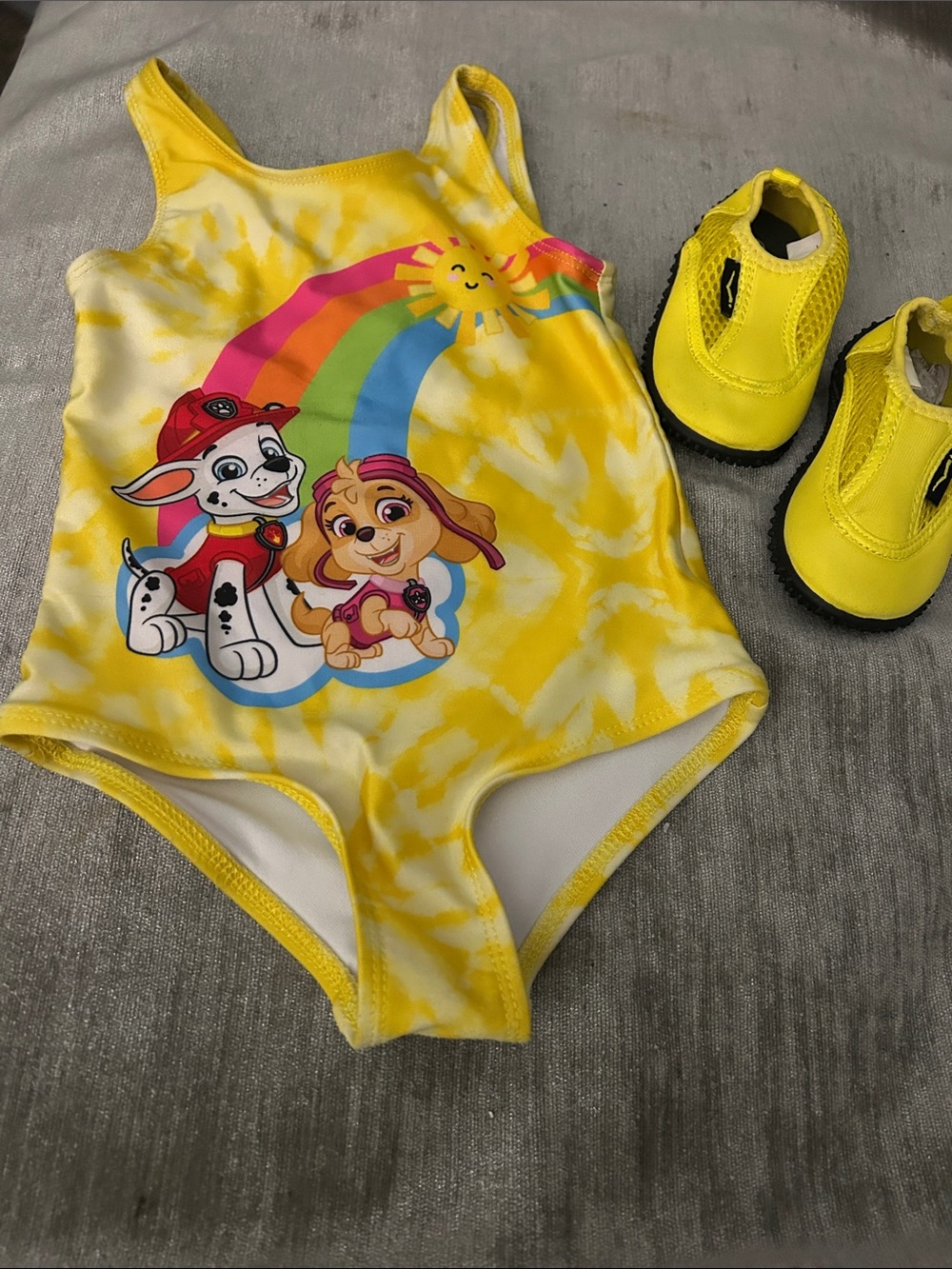 Yellow Tie-Dye Paw Patrol One-Piece Swimsuit for Kids